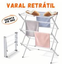 Varal de Chão Vertical Retrátil Extensível Dobrável Compacto Reforçado Apartamento Casa Espaço Pequeno