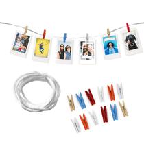 Varal de Fotos Decorativo Branco 5m com 30 Prendedores Coloridos