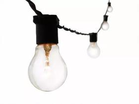 Varal de Lâmpadas - Cordão de Luz 20m + 20 Soquete E27 - PRETO