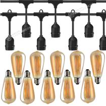 Varal de Luz 10 Soquetes E27 + Lâmpadas LED 4W ST64 Estilo Vintage KIT012 Varal de Luz 10 Soquetes E27 + Lâmpadas LED 4W ST64 Estilo Vintage KIT012