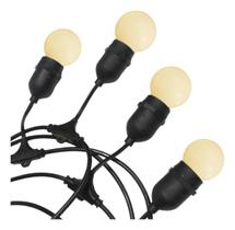 Varal De Luz Ip65 5mt Com 10 Soquetes Embuled +10 Lâmpada Led Bolinha Branco-quente Bivolt Ctb