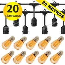 Varal de Luz LED 20 Metros com Soquete E27 Acompanha 10 Lâmpadas 2W 110v KIT098