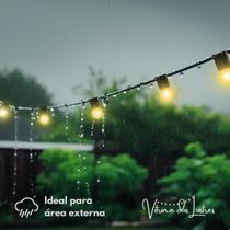 Varal de Luzes 20 Metros Com Lâmpadas LED Externo Gambiarra Cordão Amarela ou Branca Chuva Prova Água Evento - Vitrine dos Lustres