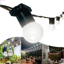 Varal de Luzes 20 Metros Com Lâmpadas LED Externo Gambiarra Cordão Amarela ou Branca Chuva