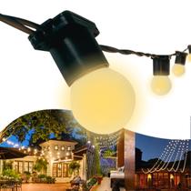 Varal de Luzes 40 Metros com 40 Lâmpadas LED Inclusas Tom Amarelo ou Branco Prova Água Externo Evento