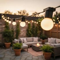 Varal de Luzes 40 Metros com 40 Lâmpadas LED Inclusas Tom Amarelo ou Branco Prova Água Externo Evento