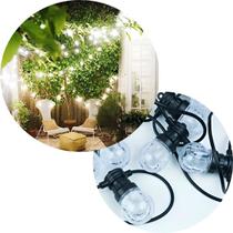 Varal De Luzes Leds Solar Bolhas Cristal Branco Jardim 5M