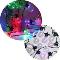 Varal De Luzes Leds Solar Bolhas Cristal Colorido Jardim 5M Varal De Luzes Leds Solar Bolhas Cristal Colorido Jardim 5M