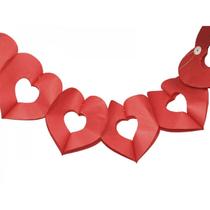 Varal de Papel Decorativo Coração Vermelho - 3 Metros