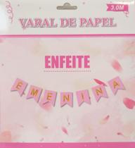Varal de Papel É Menina Chá Revelação - Artlille