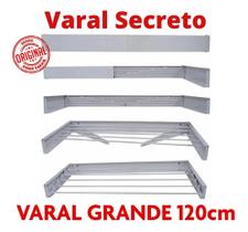 Varal De Parede 120 Cm 7 Varetas Alumínio Reforçado Retratil