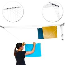 Varal de Parede 5 Cordas Independentes Teto Polimax 3,5m Aço Varal de Parede 5 Cordas Independentes Teto Polimax 3,5m Aço