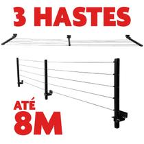 Varal de parede articulado aluminio 3 hastes 80 kg branco premier - home varais