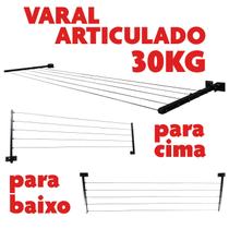 Varal de parede articulado aluminio 30 kg preto dobravel