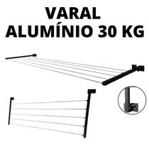 Varal De Parede Articulado Aluminio 30 Kg Preto - Vulcano