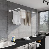 Varal de Parede Branco Apartamento Pequeno Aço Carbono Dobrável Resistente Prático Economia de Espaço CS0060B Varal de Parede Branco Apartamento Pequeno Aço Carbono Dobrável Resistente Prático Economia de Espaço CS0060B