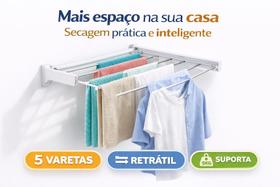 Varal De Parede Dobrável 5 Varetas Resistente Casa Varal De Parede Dobrável 5 Varetas Resistente Casa
