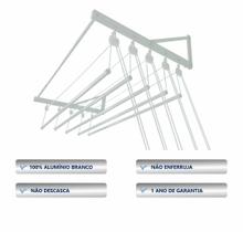 Varal de parede individual com 6 varetas em alumínio