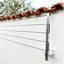 Varal de Parede Retrátil Aluminio Reforçado 20 Metros de Cabo de aço e Kit Instalação Suporta até 80kg