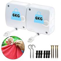 Varal De Parede Retrátil Automático 2 Cordas Com Trava Recolhível Para Roupas Apartamento Lavanderia Varal De Parede Retrátil Automático 2 Cordas Com Trava Recolhível Para Roupas Apartamento Lavanderia