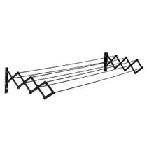 Varal de Parede Secalux Sanfonado Para Roupas Pratico Com Aço Black 1m Cor Preto