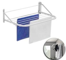 Varal De Parede Toalheiro Dobrável Aço Branco Tipo Hotel Varal De Parede Toalheiro Dobrável Aço Branco Tipo Hotel