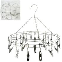 Varal de pendurar de inox redondo com 15 prendedores 31cm de ø - FU XING