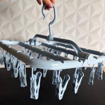 Varal de plástico com 26 prendedores para roupa miúda dobrável azul verde calcinha meia Varal de plástico com 26 prendedores para roupa miúda dobrável azul verde calcinha meia