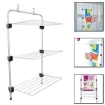 Varal de Porta Janela Box de Banheiro Aço Prata 3 Prateleiras Wick Secalux