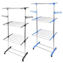 Varal De Roupa Aço Inox Dobrável Vertical Azul, Preto Varal De Roupa Aço Inox Dobrável Vertical Azul, Preto