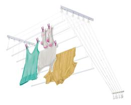 Varal de Roupa Prático Resistente Parede Teto 6 Varetas Aço Secalux