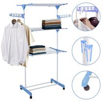 Varal De Roupa Vertical Torre, Dobrável Com Rodinhas, 3 Níveis, Ganchos Cabides, Ideal Para Apartamento, Secagem Rápida