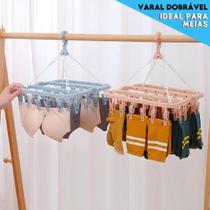 Varal de Roupas Íntimas Dobrável Com 32 Prendedores Multiuso Azul