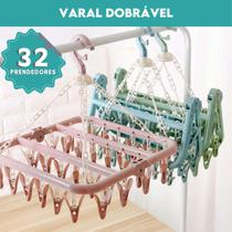Varal de Roupas Íntimas Dobrável Com 32 Prendedores Multiuso Verde