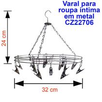 Varal de Roupas Intimas Prendedores em Metal Multiuso Peças Meia Calcinha Cueca Secar