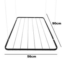 Varal De Teto Em Aço 90x56CM + Kit Instalação Apartamento - PRETO