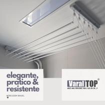 Varal de Teto Individual 150cm x 10 Varetas - Em Alumínio Branco