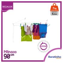 Varal De Teto Para Roupas Mônaco 90 Cm Secalux Aço Branco