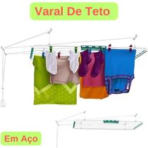 Varal De Teto Roupa Aço Grande Apartamento Reforçado Lavanderia Suporta 9kg