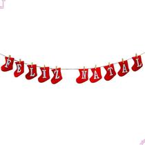 Varal Decorativo Enfeite Feliz Natal Botinhas Vermelhas Varal Decorativo Enfeite Feliz Natal Botinhas Vermelhas