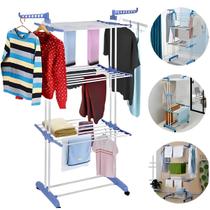 Varal Dobrável De Chão Retrátil Reforçado Roupas Vertical