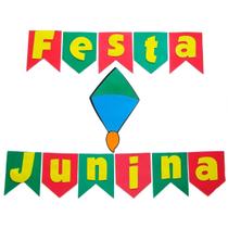 Varal Festa Junina Bandeirinha São João Decoração Desenhado