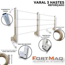 Varal Forte 3 hastes Suporta 90 Kg Para edredom e coberta Retrátil Parede - fortmaq