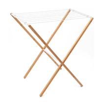Varal Horizontal Chão Dobrável Em Bambu Com Hastes Metálicas - Simplo