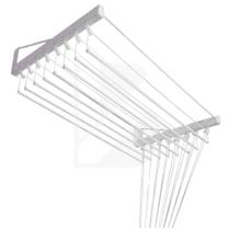 Varal Individual De Parede 80cm Com 10 Varetas Em Alumínio - Branco Varal Individual De Parede 80cm Com 10 Varetas Em Alumínio - Branco