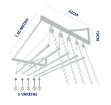 Varal individual de parede com 5 varetas em alumínio Varal individual de parede com 5 varetas em alumínio