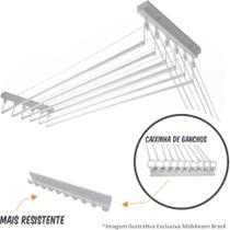 Varal Individual De Teto 120cm x 08 Varetas - Em Alumínio Branco