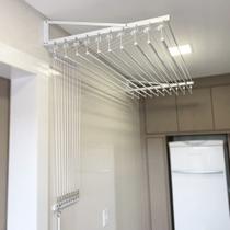 Varal Indiviual de parede 12 varetas de 90 cm + Guia desvio de parede