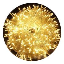 Varal LED 100 Luzes Pisca-Pisca Fio com 8 Funções 127v - Branco Quente - Wincy Natal