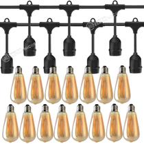 Varal LED 15m com 15 Lâmpadas Filamento ST64, Durabilidade 15.000h e Instalação Fácil KIT014